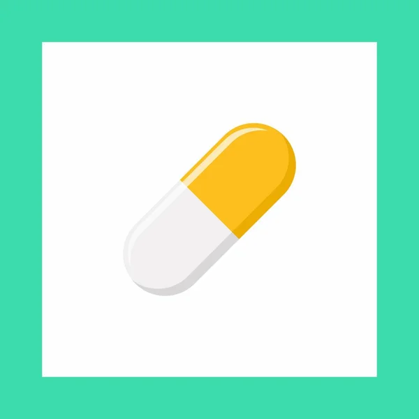 Pill Capsule Medicine Vector Mark Yellow Style 고립된 아이콘 스타일 — 스톡 벡터