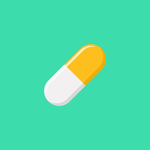 Pill Capsule Medicine Vector Mark Yellow Style 고립된 아이콘 스타일 — 스톡 벡터
