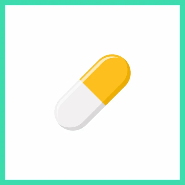 Žlutá Pilulka Medicína Symboly Vektorové Značky Žlutý Styl Izolovaná Ikona — Stockový vektor