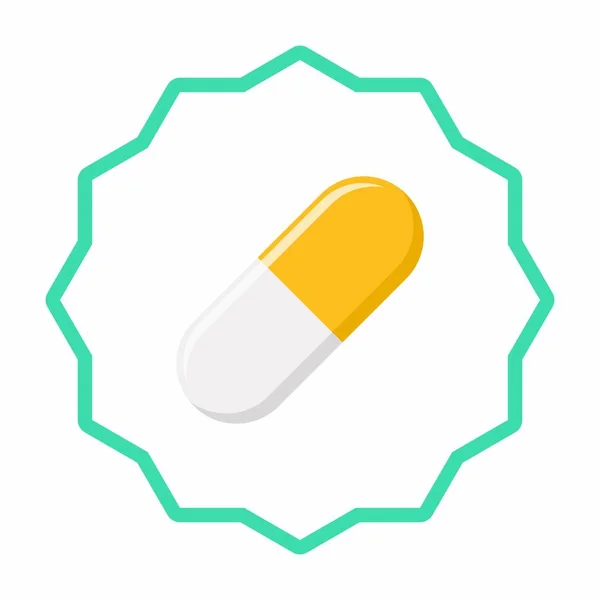 Yellow Pill Capsule Medicine Vector Mark Symbols Yellow Style Isolated — Stock Vector