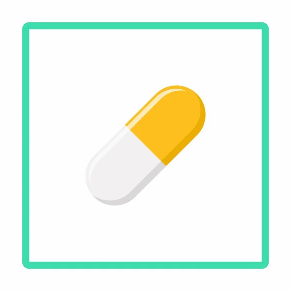 Capsula Pillola Gialla Medicina Simboli Del Segno Vettoriale Stile Giallo — Vettoriale Stock