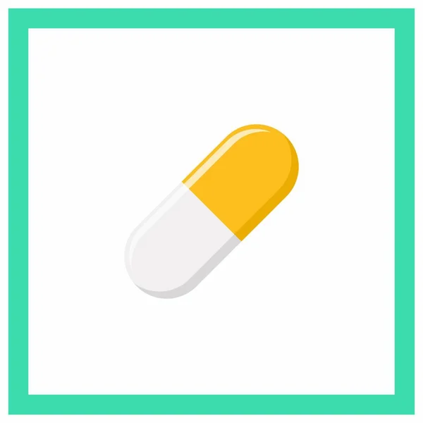 Capsula Pillola Gialla Medicina Simboli Del Segno Vettoriale Stile Giallo — Vettoriale Stock