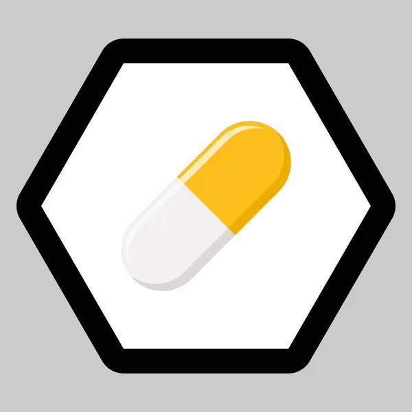 Sarı Hap Kapsülü Ilaç Vektör Işareti Sarı Stili Zole Edilmiş — Stok Vektör