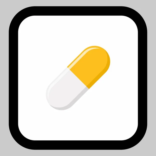 Gelbe Pille Kapsel Medizin Vektormarkensymbole Gelber Stil Vereinzelte Symbole Flache — Stockvektor