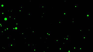 Yeşil renkli parçacıklar uçuşuyor, parçacıklar arka planda, soyut arkaplan. 4K UHD.