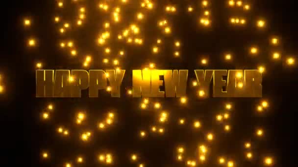 Szczęśliwego Nowego Roku Złotą Spadającą Cząstką Czarnym Tle Uhd Renderowanie — Wideo stockowe