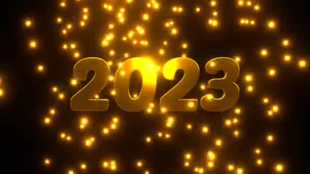 Happy New Year 2023 Golden Falling Particle Black Background Uhd — Stock Video