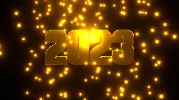 Felice Anno Nuovo 2023 Con Particelle Dorate Cadenti Sfondo Nero — Video Stock