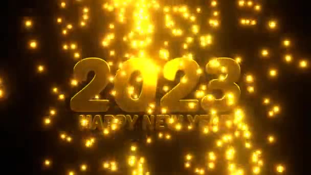 Bonne Année 2023 Avec Des Particules Dorées Tombant Sur Fond — Video