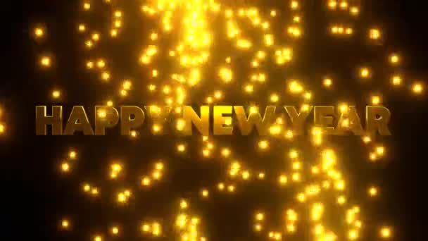 Frohes Neues Jahr Mit Goldenem Fallpartikel Auf Schwarzem Hintergrund Uhd — Stockvideo