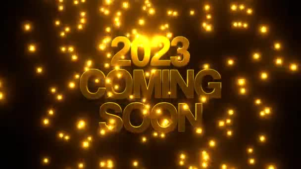 2023 Prossimo Con Particelle Dorate Cadenti Fondo Nero Uhd Rendering — Video Stock