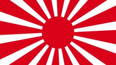 Imperial Japanese Army Flag, Rising Sun Flag, Empire of Japan Flag with 16 rays on a red circle and spinning from center. 4K UHD. 3d rendering.