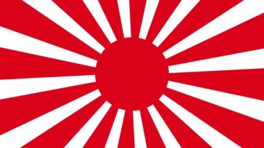 Imperial Japanese Army Flag, Rising Sun Flag, Empire of Japan Flag with 16 rays on a red circle and spinning from center. 4K UHD. 3d rendering.