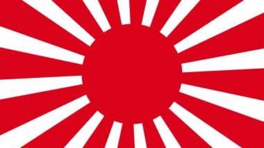 Imperial Japanese Army Flag, Rising Sun Flag, Empire of Japan Flag with 16 rays on a red circle and spinning from center. 4K UHD. 3d rendering.