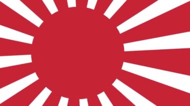Imperial Japanese Navy Flag, Rising Sun Flag, Empire of Japan Flag with 16 rays on a red circle and spinning from center. 4K UHD. 3d rendering.