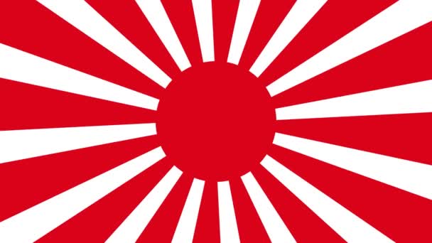 Японський Армійський Прапор Піднятий Прапор Сонця Прапор Імперії Японії Променями — стокове відео