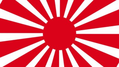 Imperial Japanese Army Flag, Rising Sun Flag, Empire of Japan Flag with 16 rays on a red circle and spinning from center. 4K UHD. 3d rendering.
