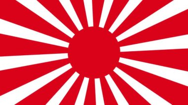 Imperial Japanese Army Flag, Rising Sun Flag, Empire of Japan Flag with 16 rays on a red circle and spinning from center. 4K UHD. 3d rendering.