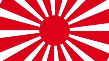 Imperial Japanese Army Flag, Rising Sun Flag, Empire of Japan Flag with 16 rays on a red circle and spinning from center. 4K UHD. 3d rendering.