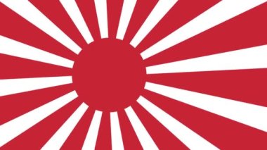 Imperial Japanese Navy Flag, Rising Sun Flag, Empire of Japan Flag with 16 rays on a red circle and spinning from center. 4K UHD. 3d rendering.