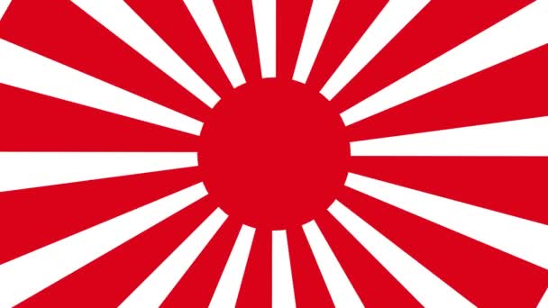 日本帝国军旗 升起的太阳旗 日本帝国国旗 红圈上有16道光 从中间旋转 Uhd 3D渲染 — 图库视频影像