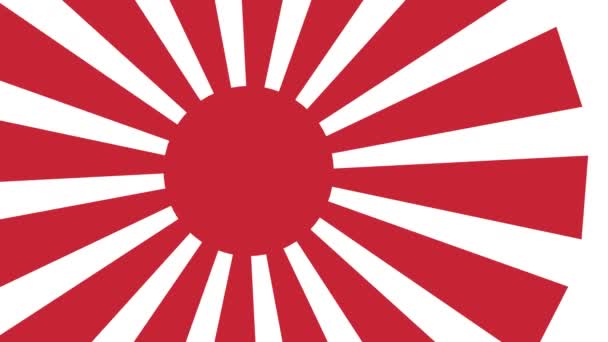 大日本帝国海軍旗 日の出旗 大日本帝国赤丸に16本の光線で旗を掲げ 中央から回転する Uhd 3Dレンダリング — ストック動画