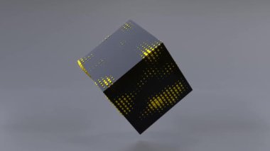 Abstract 3D animation of a black cube rotating in zero gravity. Seamless looping. 4K UHD. 3d rendering.