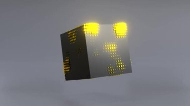 Abstract 3D animation of a black cube rotating in zero gravity. Seamless looping. 4K UHD. 3d rendering.