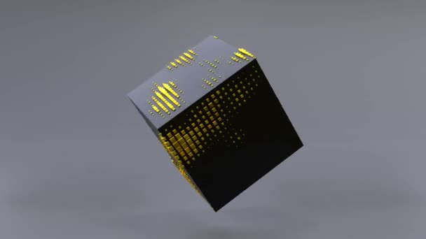 Abstract Animation Black Cube Rotating Zero Gravity Seamless Looping Uhd — Video Stock