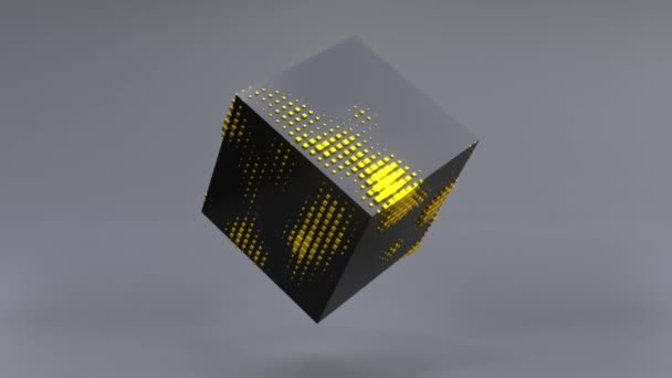 Abstract Animation Black Cube Slow Move Zero Gravity Seamless Looping — Video Stock