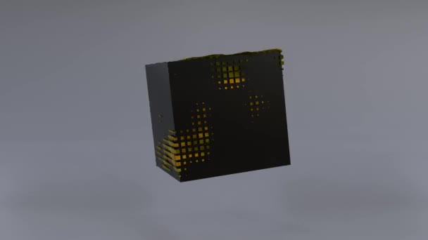 Abstract Animation Black Cube Rotating Slow Move Zero Gravity Seamless — Stock Video