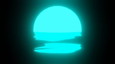 Light Blue Sunset or Moon reflection in water or the ocean on black background. 4K UHD. 3d rendering.