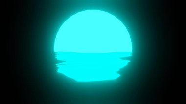 Light Blue Sunset or Moon reflection in water or the ocean on black background. 4K UHD. 3d rendering.