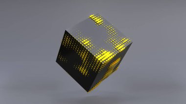 Abstract 3D of a black cube in zero gravity. 4K UHD. 3d rendering.