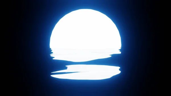 Blue Moon Reflection Water Ocean Black Background Uhd Rendering — 스톡 사진