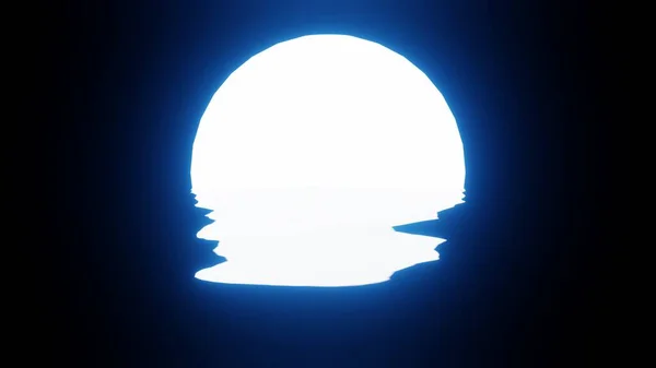 Blaue Mondspiegelung Wasser Oder Ozean Auf Schwarzem Hintergrund Uhd Darstellung — Stockfoto