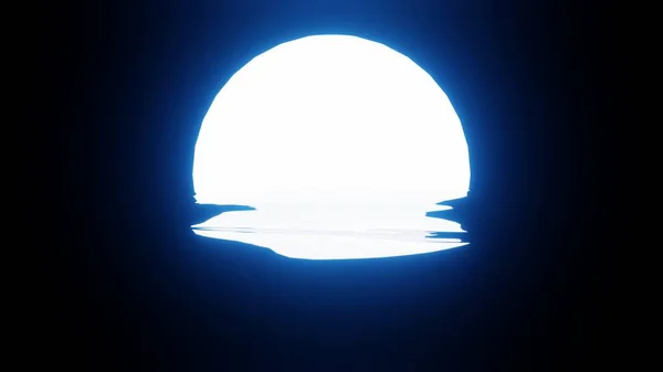 Blue Moon Reflektion Vatten Eller Havet Svart Bakgrund Uhd Konvertering — Stockfoto