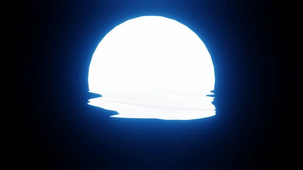 Blue Moon Reflection Water Ocean Black Background Uhd Rendering — Fotografie, imagine de stoc