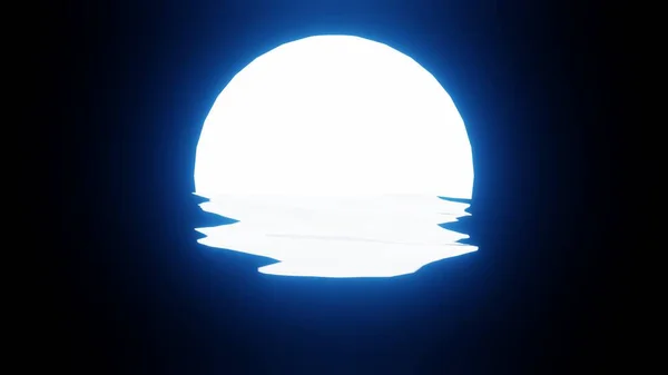 Blue Moon Reflection Water Ocean Black Background Uhd Rendering — Stock Fotó