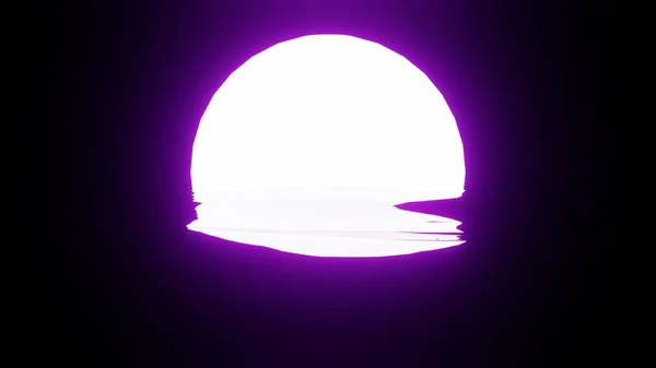 Purple Moon Reflection Water Ocean Black Background Uhd Rendering — Stock fotografie