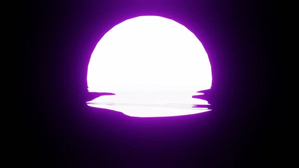 Purple Moon Reflection Water Ocean Black Background Uhd Rendering — Stockfoto