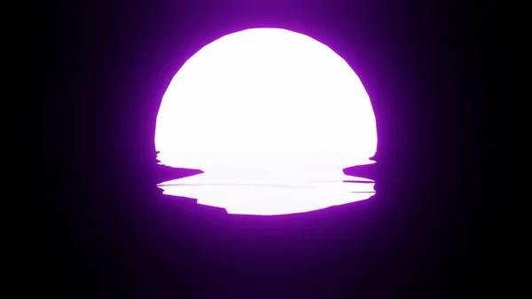 Purple Moon Reflection Water Ocean Black Background Uhd Rendering — Stok fotoğraf