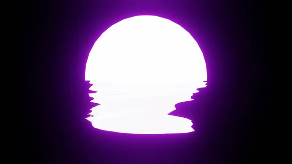 Purple Moon Reflection Water Ocean Black Background Uhd Rendering — Stockfoto