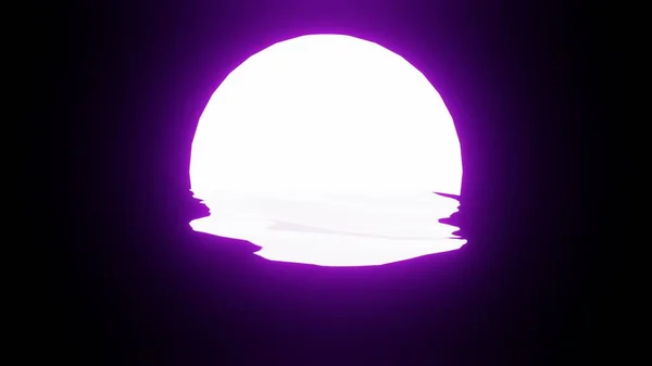 Purple Moon Reflection Water Ocean Black Background Uhd Rendering — Fotografia de Stock
