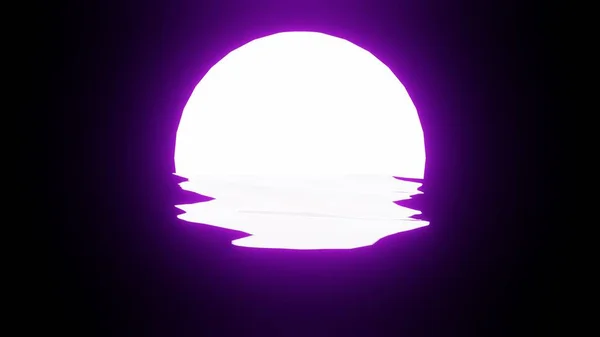 Purple Moon Reflection Water Ocean Black Background Uhd Rendering — Stock Fotó