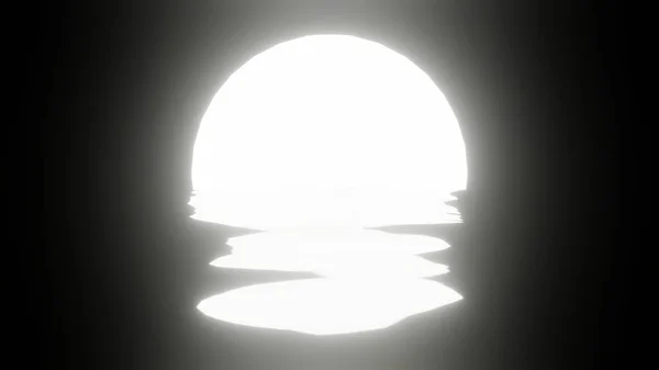 White Moon Reflection Water Ocean Black Background Uhd Rendering — стоковое фото
