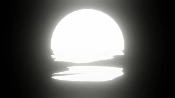 Spiegelung Des Weißen Mondes Wasser Oder Ozean Auf Schwarzem Hintergrund — Stockfoto
