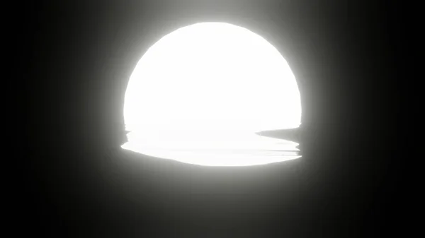 Bílý Měsíční Odraz Vodě Nebo Oceánu Černém Pozadí Uhd Vykreslování — Stock fotografie