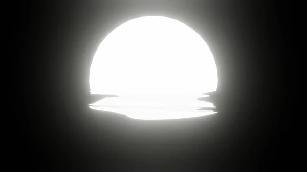 Biały Księżyc Odbicie Wodzie Lub Ocean Czarnym Tle Uhd Renderowanie — Zdjęcie stockowe