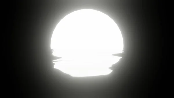 White Moon Reflection Water Ocean Black Background Uhd Rendering — Stock fotografie